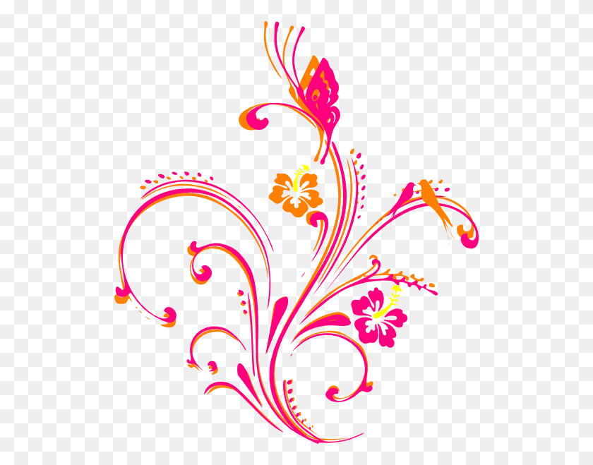 516x599 Descargar Png / Diseño De Borde De Flores Y Mariposas, Galería De Imágenes De Arte, Gráficos, Diseño Floral Hd Png