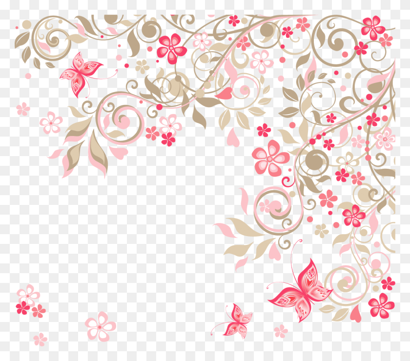 1163x1014 Flower Background Clipart Pink Floral Background, Floral Design, Pattern, Graphics HD PNG Download