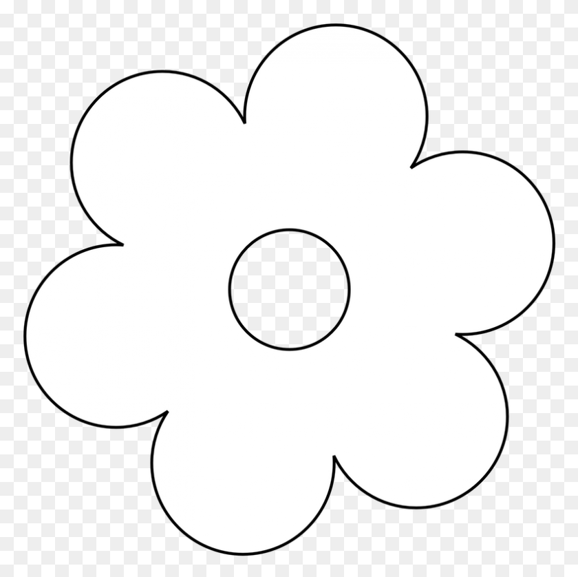 787x785 Flower Black And White Clip Art Flowers Clipart Pot Flower White Clip Art, Stencil, Texture HD PNG Download