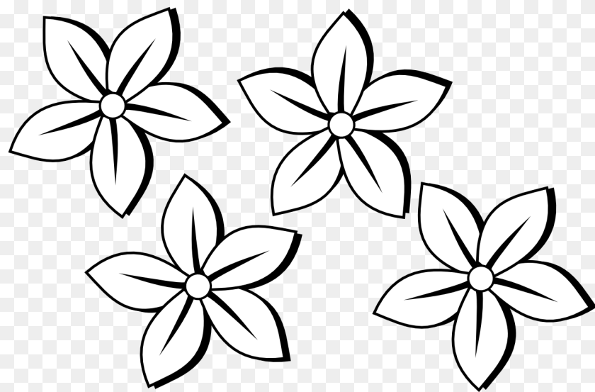 1331x877 Flower Black And White Hawaiian Clip Art Sets Of Flowers Clipart Black And White, Floral Design, Graphics, Pattern, Stencil PNG