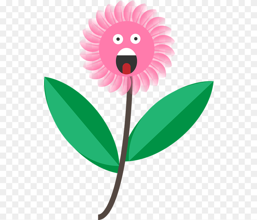 555x721 Flower Cartoon Face Cute Design Nature Flower Cartoon With Face, Plant, Dahlia, Petal, Leaf Transparent PNG