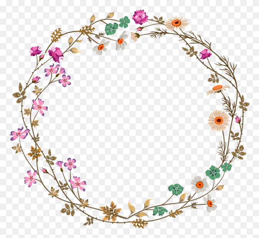 800x730 Flower Circle Border Circle Border Flower Design, Floral Design, Pattern, Graphics HD PNG Download