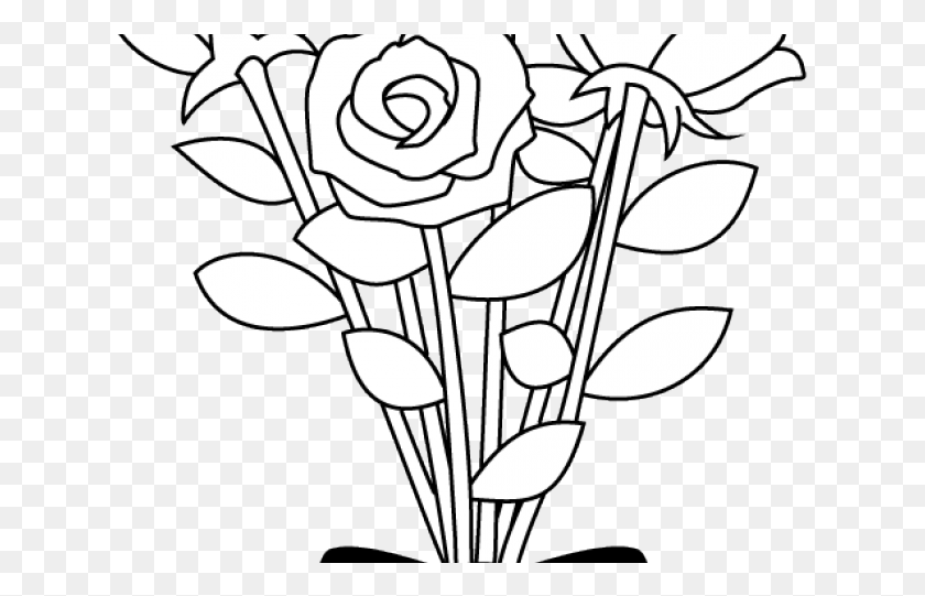 627x481 Flower Clipart Black And White Rose Flower Clipart Black And White, Plant, Blossom, Flower Arrangement HD PNG Download
