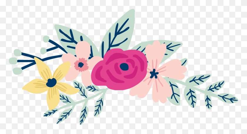 1361x692 Descargar Png Racimo De Flores Híbrido Rosa De Té, Gráficos, Diseño Floral Hd Png