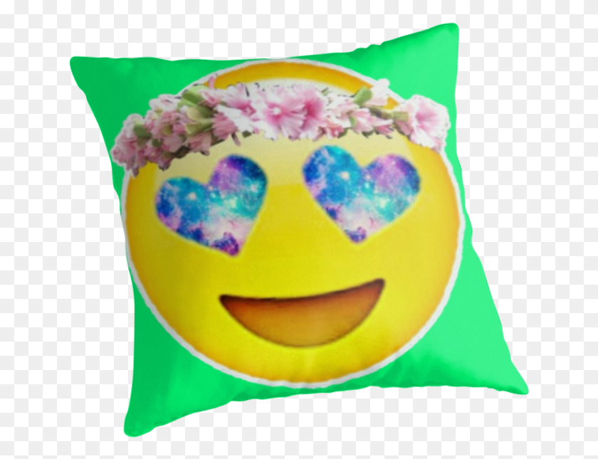 649x585 Flower Crown Emoji Eye Galaxy Emojis With Flower Crowns, Pillow, Cushion, Birthday Cake HD PNG Download