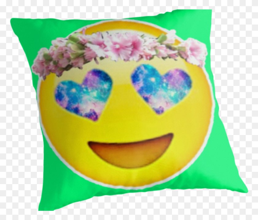 1015x856 Flower Crown Galaxy Eyes Emoji Throw Pillows By Lucie, Birthday Cake, Cake, Dessert HD PNG Download