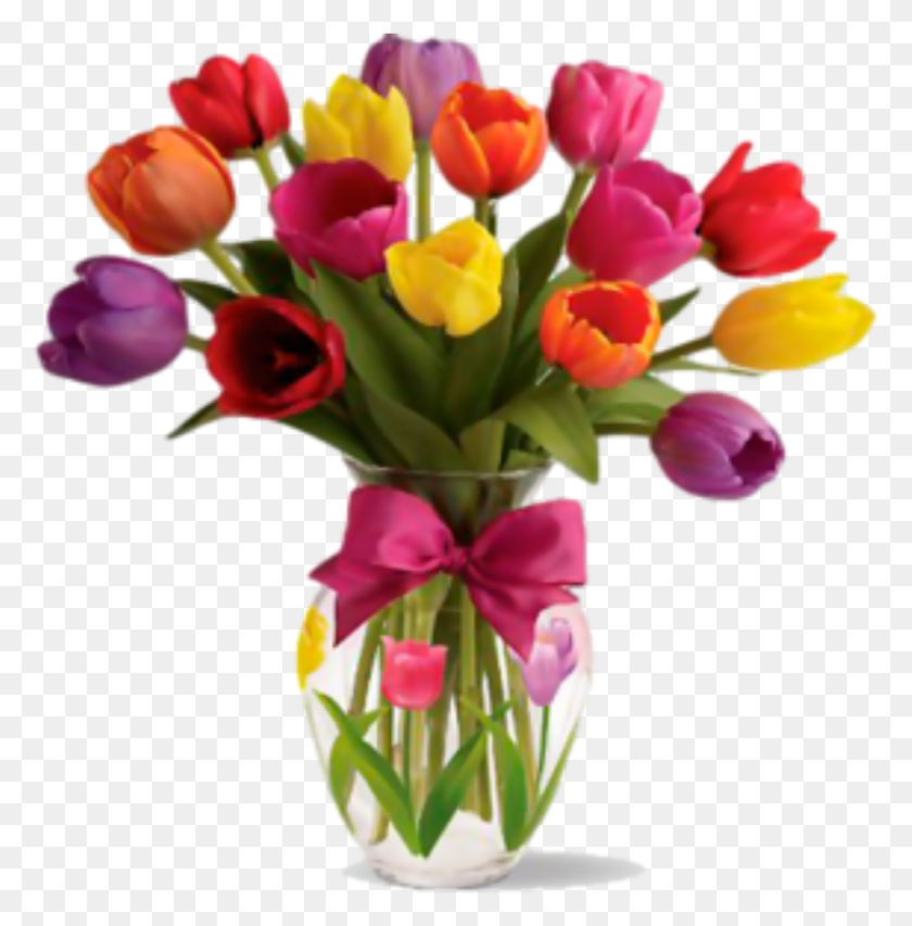 942x958 Flower Designs Vase Archaicawful Picsart Full Spring Tulips, Plant, Blossom, Flower Bouquet HD PNG Download