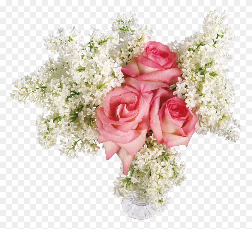 3615x3265 Flower Designs With Roses And White Lilac Transparent Rose Vase Transparent Background HD PNG Download
