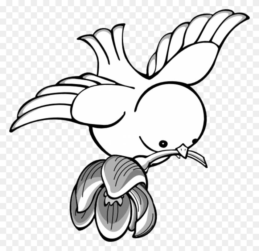850x824 Dibujo De Flor Con Aves, Animal, Pájaro, La Vida Marina Hd Png