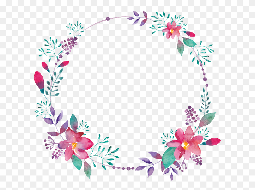 615x568 Flower Flowers Circle Flowerframe Flowercircle Wreth Circulos Con Flores, Pattern, Floral Design, Graphics HD PNG Download