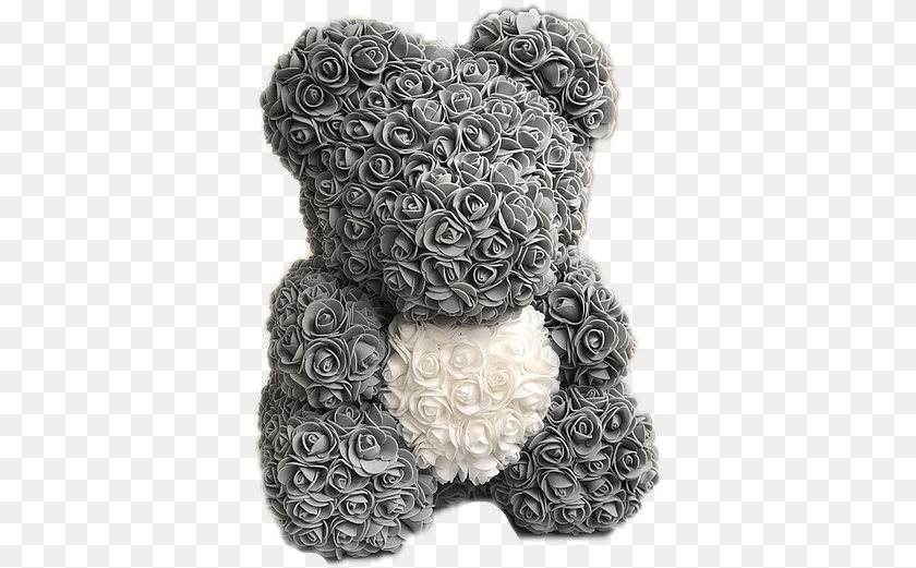 376x521 Flower Foam Bear Grey With White Heart Plt By M Carving, Cushion, Plant, Flower Arrangement, Flower Bouquet Transparent PNG