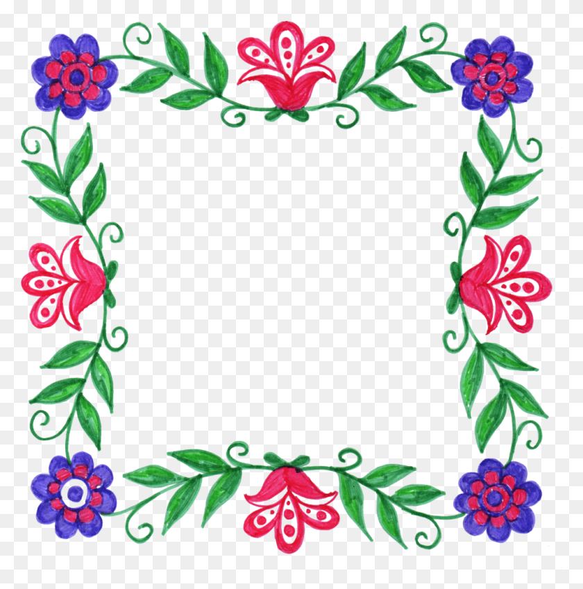 1013x1024 Flower Frame Colorful Transparent Onlygfx Frame Flower Square, Pattern, Floral Design, Graphics HD PNG Download