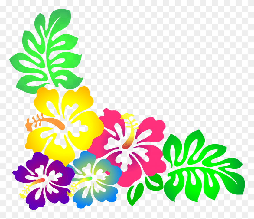 1280x1091 Цветок Гавайи Гибискус Луау Красочный Клипарт Гавайские Цветы, Графика, Растение Hd Png Скачать