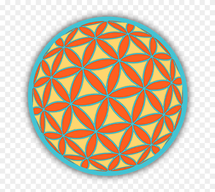 692x692 Flower Of Life Orange Blue Yellow Sacred Geometry Bumper Disk, Pattern, Ornament, Fractal HD PNG Download