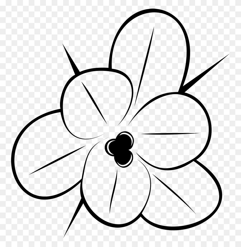 763x800 Flower Outline Drawing Rubber Stamp Flower Amp Leaf Line Art, Graphics, Floral Design HD PNG Download