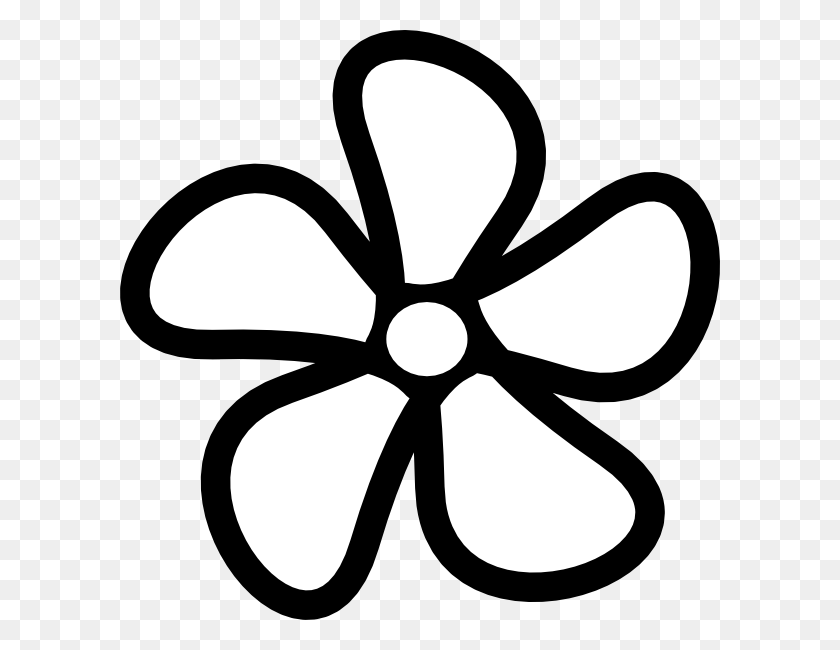 600x590 Flower Outline Flowers Clipart Black And White, Stencil, Symbol, Scissors HD PNG Download