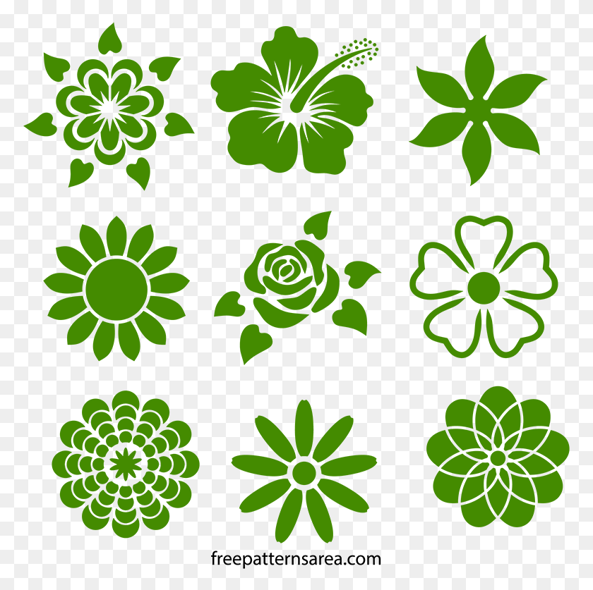 775x777 Flower Stencil Designs Freepatternsarea Stencils Bacteria Symbols, Green, Floral Design, Pattern HD PNG Download