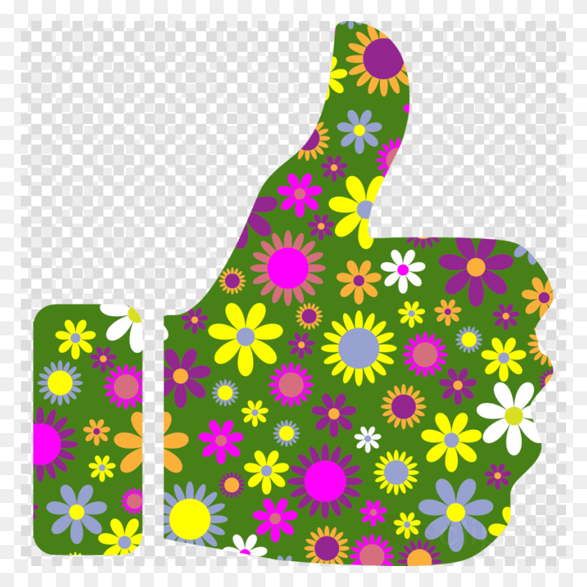900x900 Flower Thumbs Up Clipart Thumb Signal Floral Thumbs Up Flower, Texture, Polka Dot, Pattern HD PNG Download