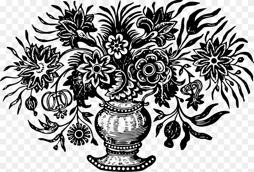 Flower Vase Black N White, Gray Transparent PNG