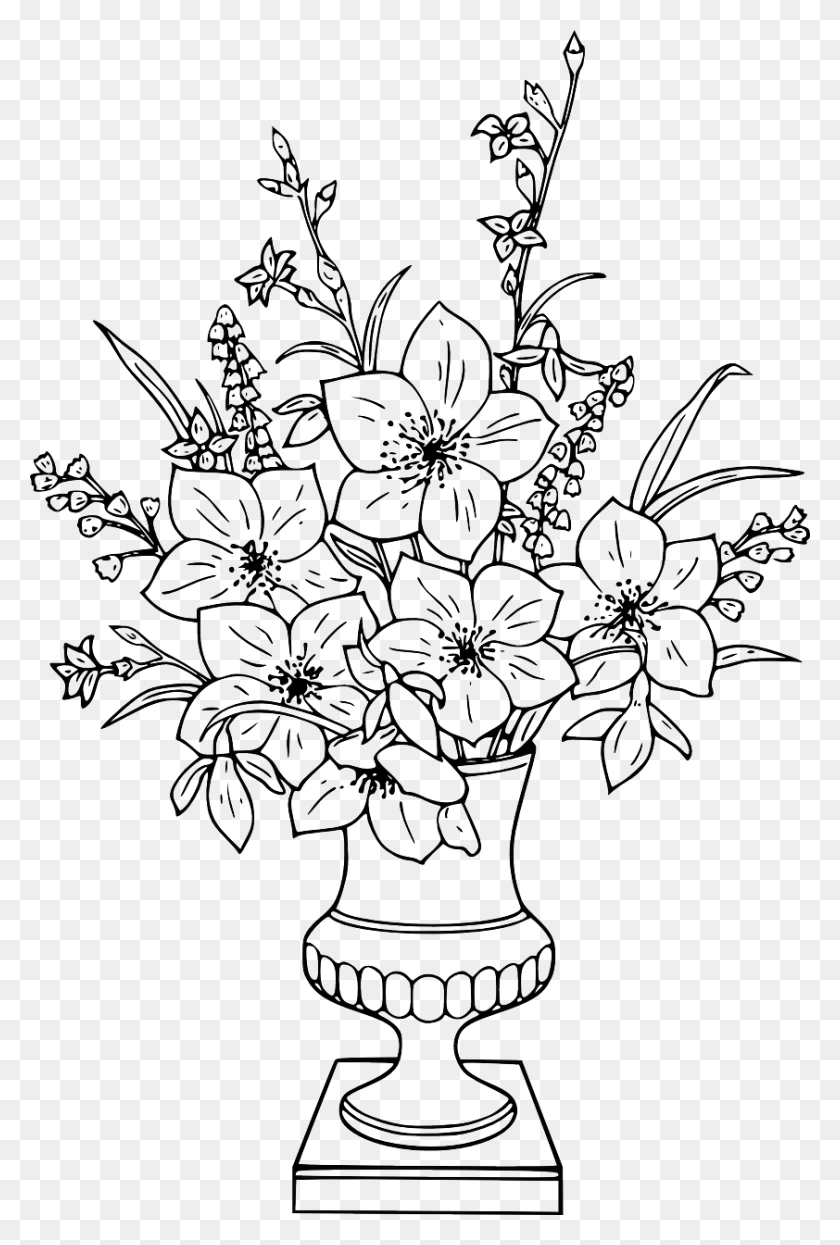 842x1280 Flower Vase Coloring Pages, Floral Design, Pattern, Graphics HD PNG Download