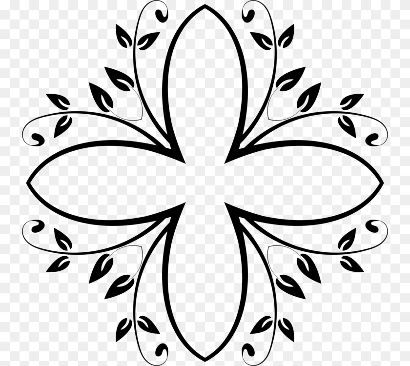 750x750 Flower Vine Floral Design Plant Stem Drawing, Gray PNG