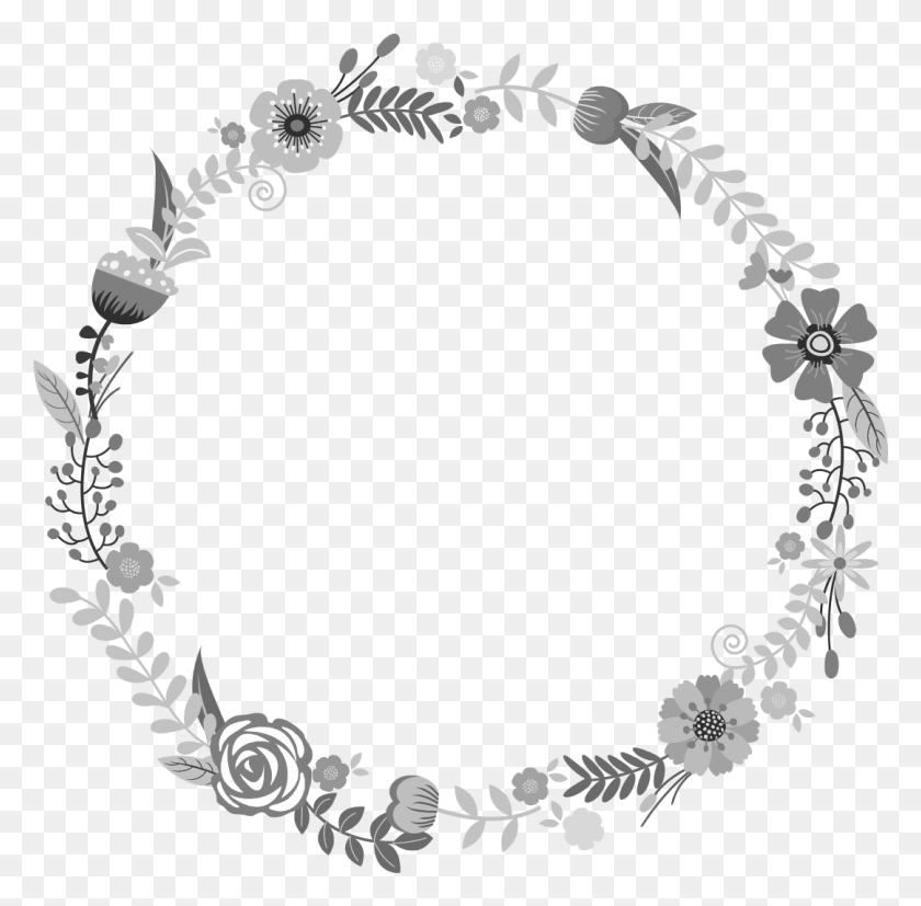 1081x1064 Flower Wreath Grayscale Fheasy A Year Of Weekly Teachings And Daily Devotionals, Accessories, Accessory, Bracelet HD PNG Download