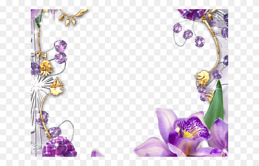 640x480 Flowers Borders Clipart Violet Flower Frame And Borders Transparent, Plant, Flower, Blossom HD PNG Download