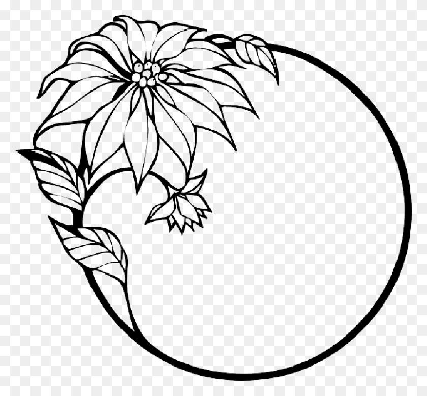 800x738 Flowers Clip Art Black And White Border Black And White Flower Clipart, Graphics, Floral Design HD PNG Download