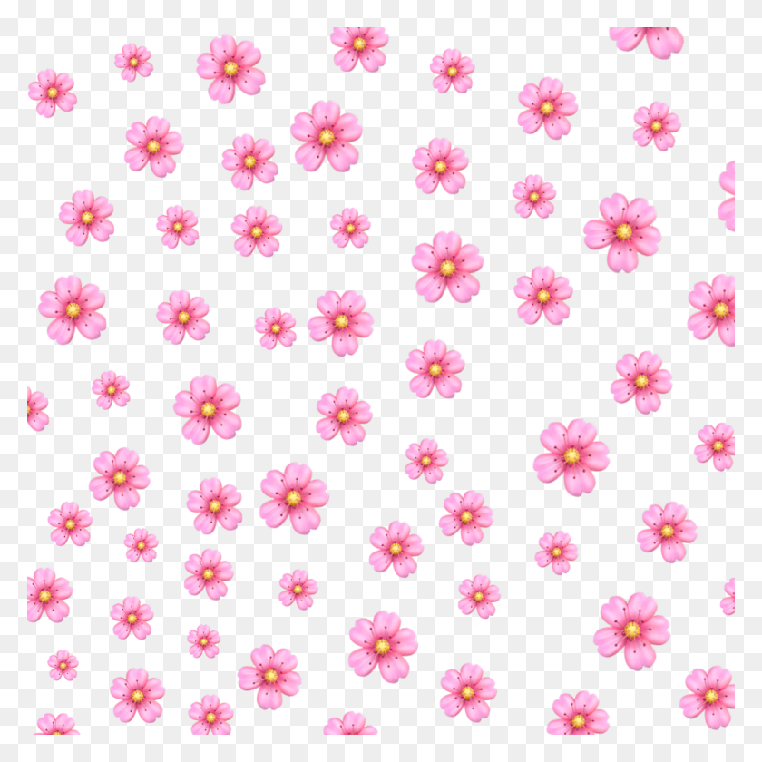 1024x1024 Descargar Png Flores Emoji Fondo Rosa Emoji, Patrón, Alfombra Hd Png