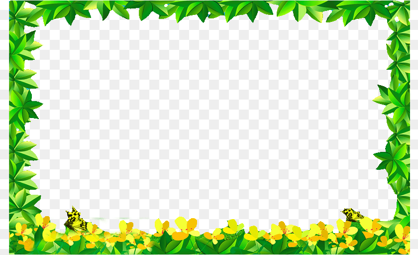 807x512 Flowers Green Leaves Border Leaf, Plant, Pattern, Art Transparent PNG