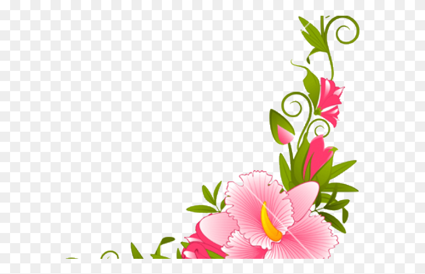 583x481 Flowers Vectors Clipart Music Flower Border Design, Graphics, Floral Design HD PNG Download