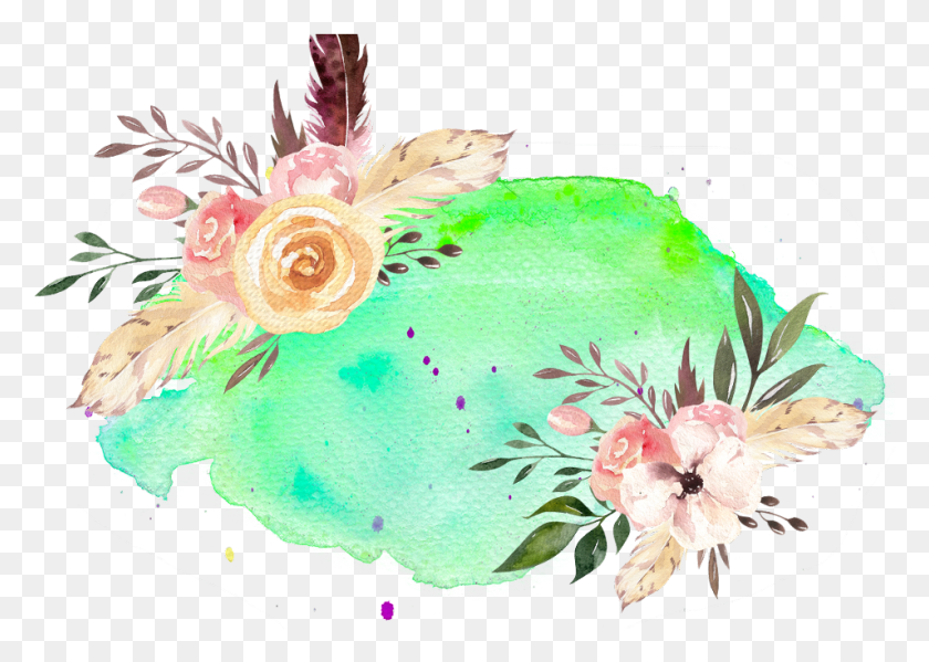 955x661 Descargar Png Flores Vinesandleaves Colorido Encabezado Logo Textart Flor Artificial, Diseño Floral, Patrón, Gráficos Hd Png