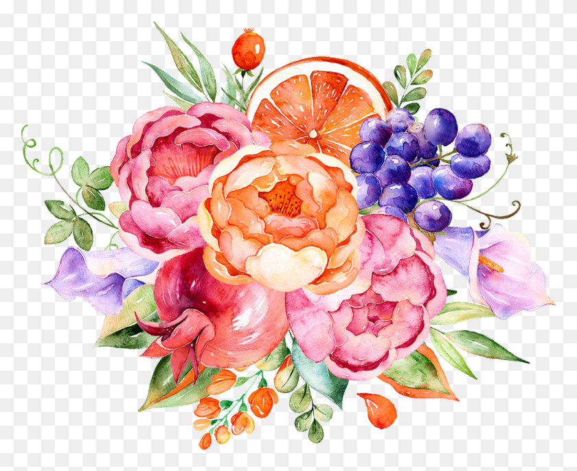 1100x883 Flowers Watercolor Decorative Flow Free Flores Acuarela Tonos Vino, Graphics, Floral Design HD PNG Download