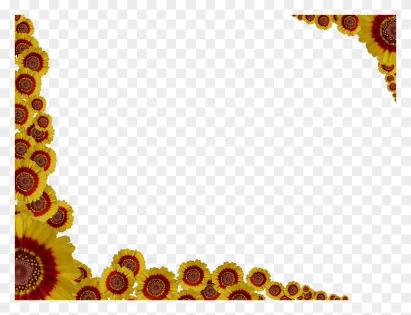 960x720 Flowery Sprinkle Rectangular Border In Red Yellow Color Transparent Border Background, Graphics, Floral Design HD PNG Download