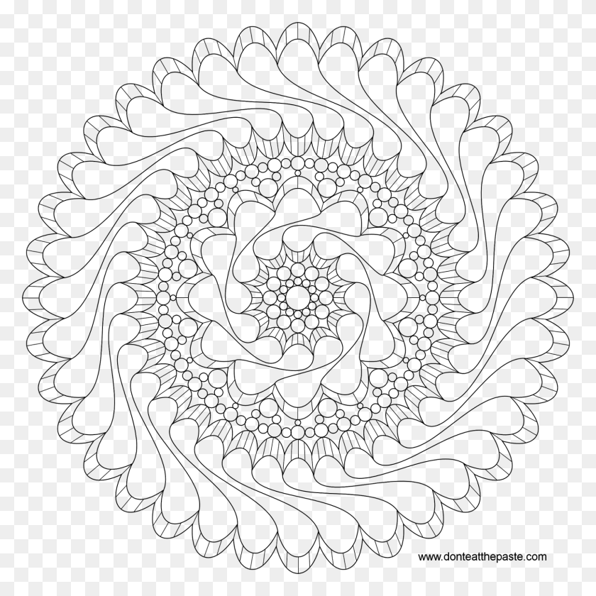 1600x1600 Flowing Mandala To Color Also Available In Jpg Format Mandala Konijnen, Gray, World Of Warcraft HD PNG Download