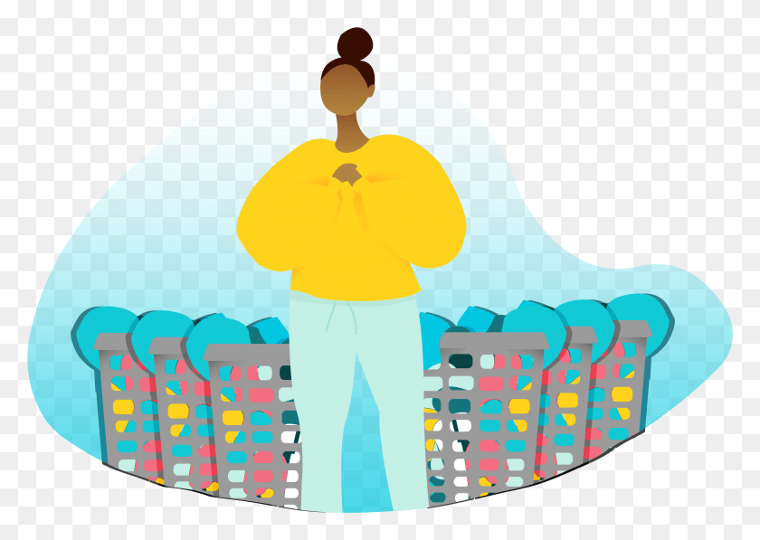4079x2811 Fluffy Laundry Girl Illustration, Clothing, Apparel, Person HD PNG Download