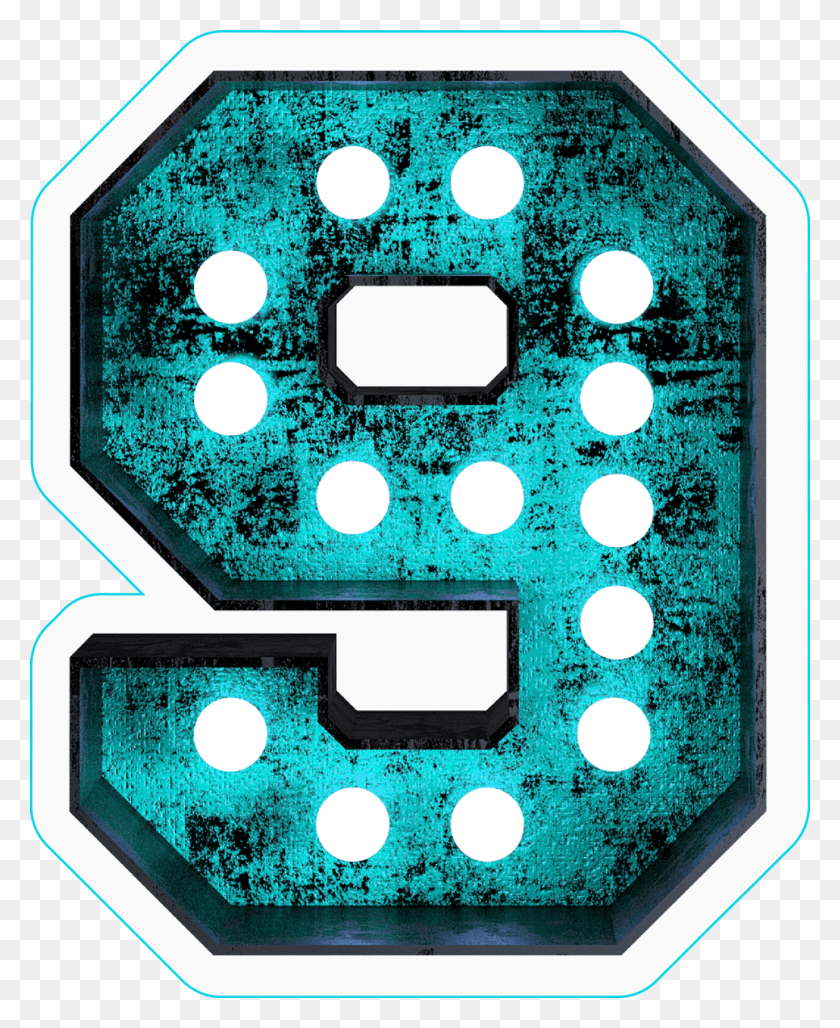 966x1200 Fluorescent Blue Neon Font Number 9 Sticker Circle, Game, Dice HD PNG Download