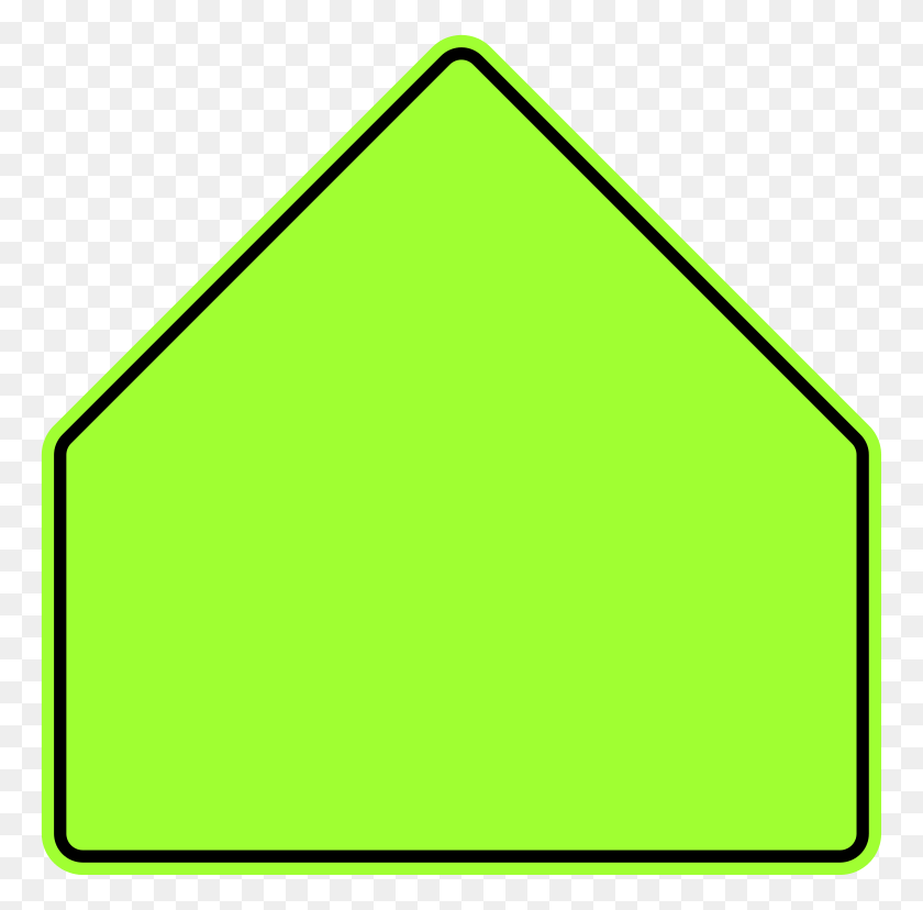 768x768 La Señal De Tráfico Del Pentágono Verde Fluorescente Png / Triángulo Hd Png