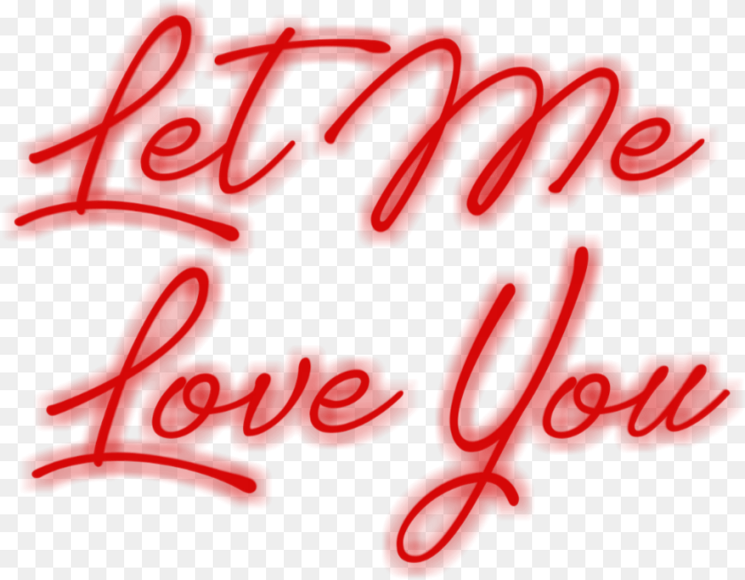 Fluorescente Text Banner Red Light Letmeloveyou Calligraphy, Handwriting Transparent PNG