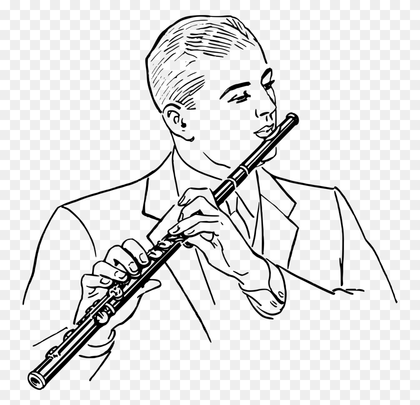 750x750 Flute Drawing Black And White Computer Icons Music Drawing Of Person Playing Flute, Gray, World Of Warcraft HD PNG Download