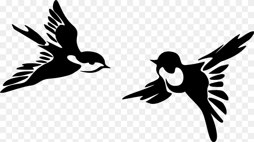 Flying Baby Bird Silhouette, Gray Sticker PNG