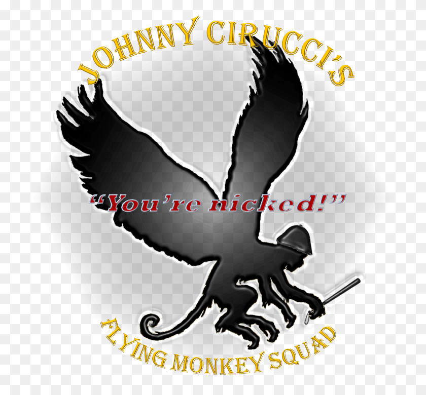 709x720 Descargar Png Flying Monkey Constable You39Re Nicked Flying Monkey Silueta, Texto, Alfabeto Png