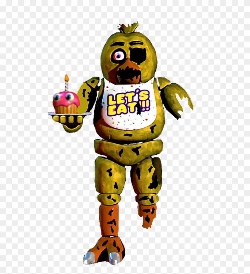 555x863 Fnaf Withered Chica Ethgoesboom Chica The Chicken, Toy, Rattle, Figurine HD PNG Download