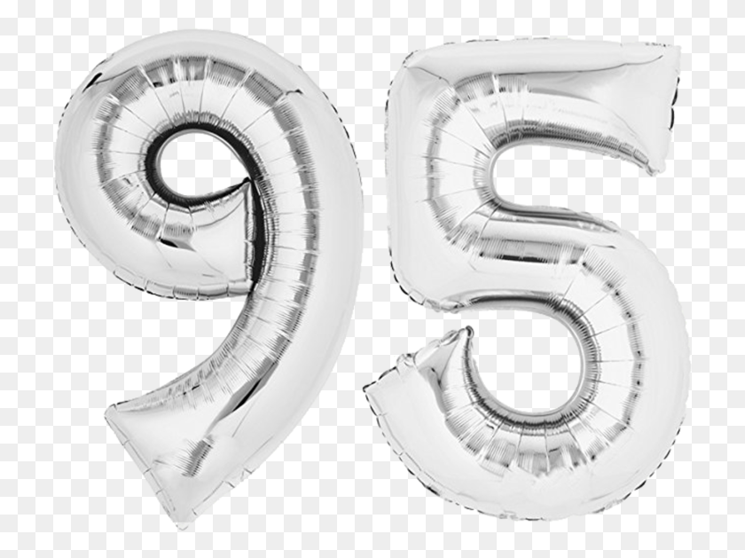 722x569 Foil Balloon 80cm Silver Lettering 95 Birthday Balloon Monochrome, Text, Alphabet, Spiral HD PNG Download