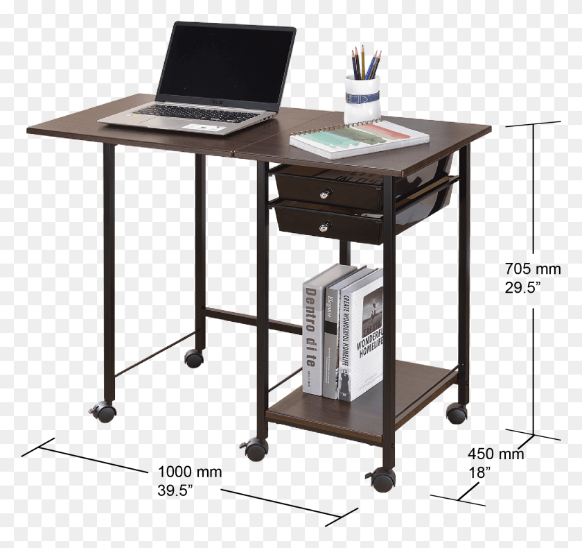 1726x1617 Foldable Student Desk W2 Drawers Desk, Furniture, Table, Computer Descargar Hd Png