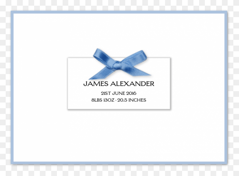 893x639 Folded Bordered Birth Announcements With Blue Bow Paper, Tie, Accessories, Accessory HD PNG Download