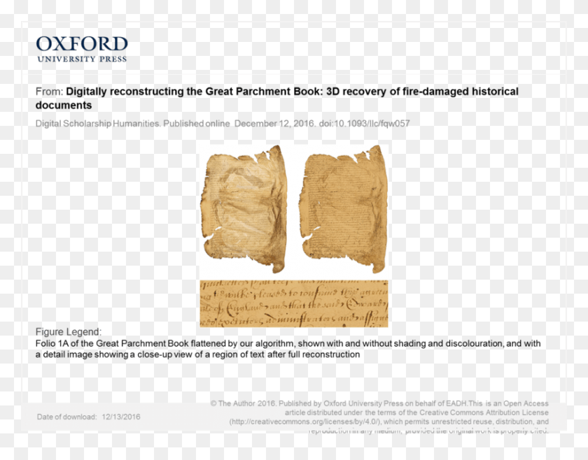 850x652 Folio 1a Of The Great Parchment Book Flattened By Our Oxford University Press, Text, Stain HD PNG Download
