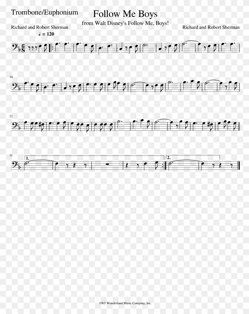 778x998 Follow Me Boys Sheet Music Composed By Richard And Mavis Theme Violin, Gray, World Of Warcraft HD PNG Download