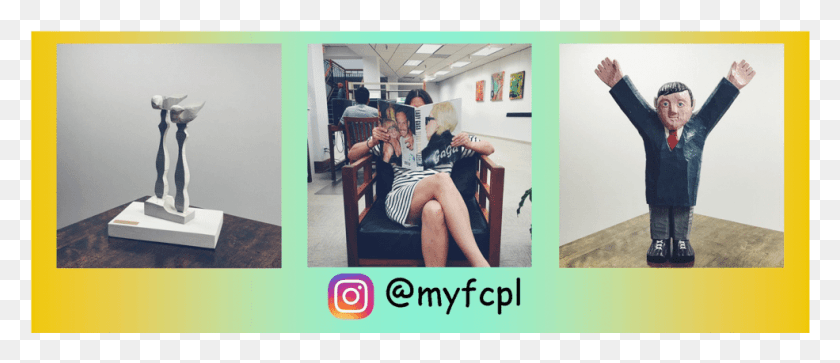 985x383 Follow Us On Instagram Fun, Chair, Furniture, Person HD PNG Download