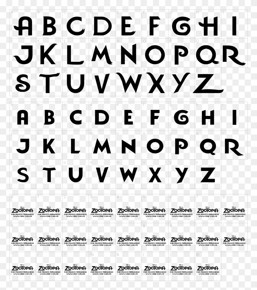 992x1130 Font Characters Tipo De Letra Zootopia, Text, Number, Symbol HD PNG Download